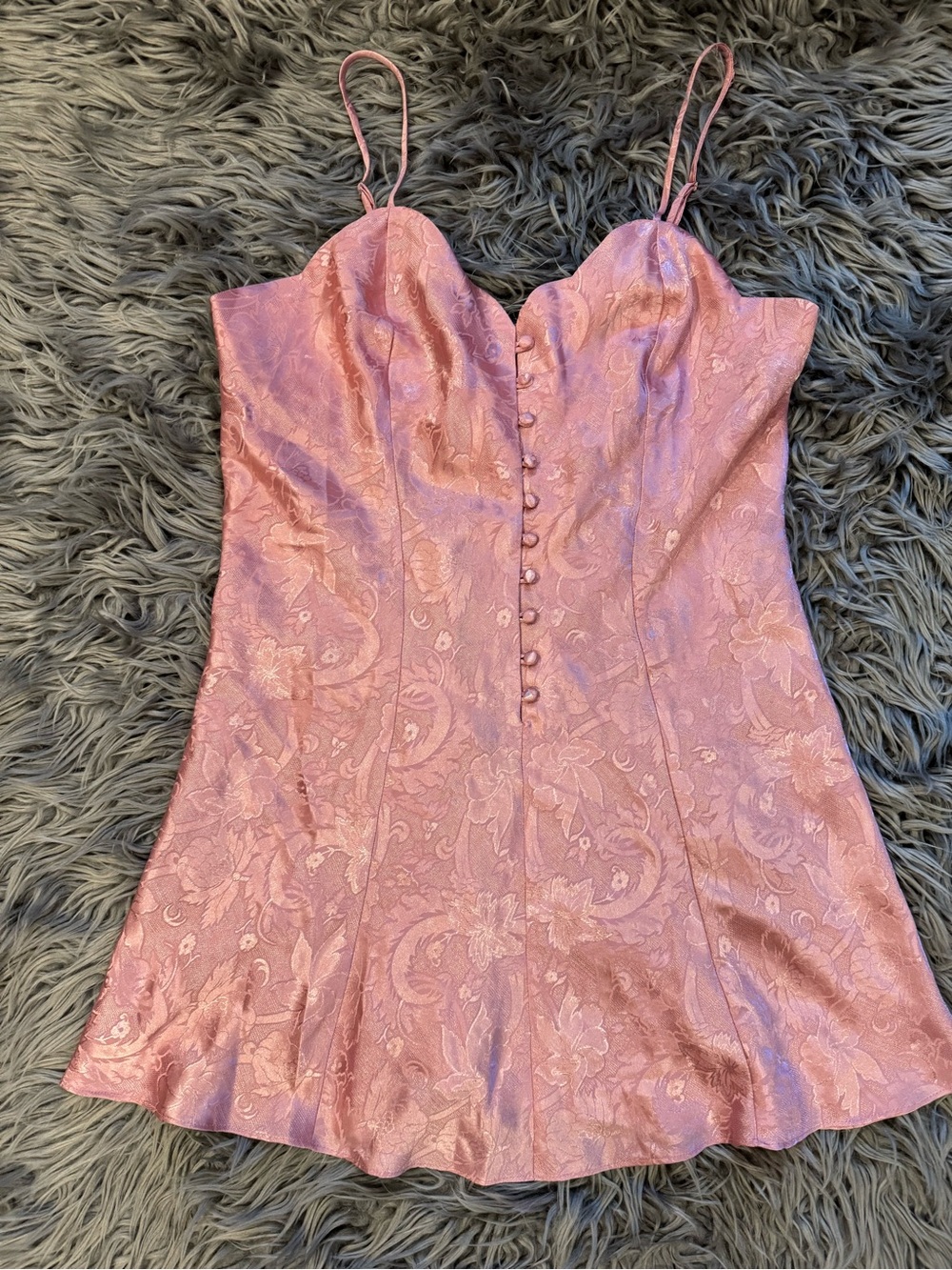 Gold Label Vintage Victoria's Secret Pink Floral Jacquard Button-Front Chemise